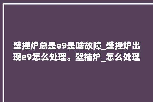 壁挂炉总是e9是啥故障_壁挂炉出现e9怎么处理。壁挂炉_怎么处理