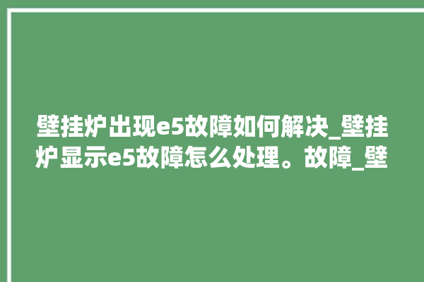 壁挂炉出现e5故障如何解决_壁挂炉显示e5故障怎么处理。故障_壁挂炉