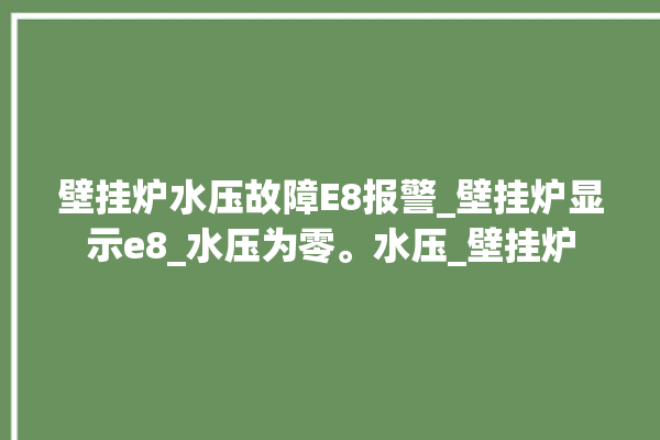 壁挂炉水压故障E8报警_壁挂炉显示e8_水压为零。水压_壁挂炉