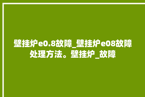 壁挂炉e0.8故障_壁挂炉e08故障处理方法。壁挂炉_故障