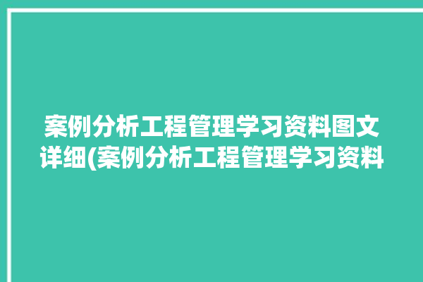 案例分析工程管理学习资料图文详细(案例分析工程管理学习资料图文详细)