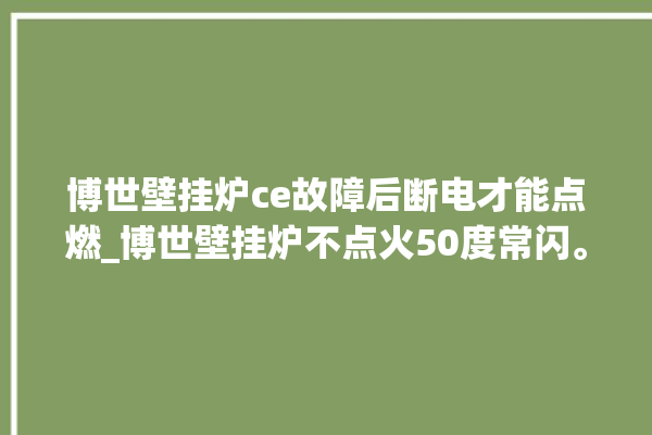 博世壁挂炉ce故障后断电才能点燃_博世壁挂炉不点火50度常闪。博世_壁挂炉