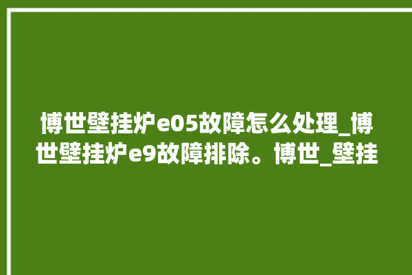 博世壁挂炉e05故障怎么处理_博世壁挂炉e9故障排除。博世_壁挂炉