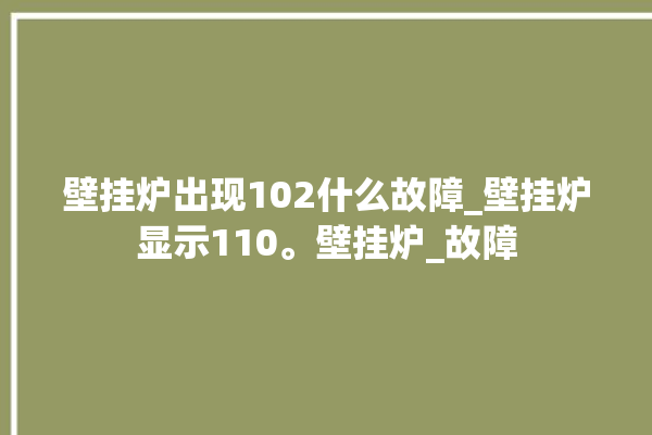 壁挂炉出现102什么故障_壁挂炉显示110。壁挂炉_故障