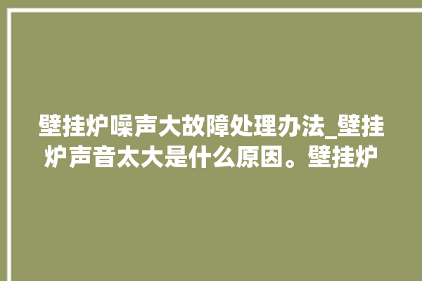 壁挂炉噪声大故障处理办法_壁挂炉声音太大是什么原因。壁挂炉_太大