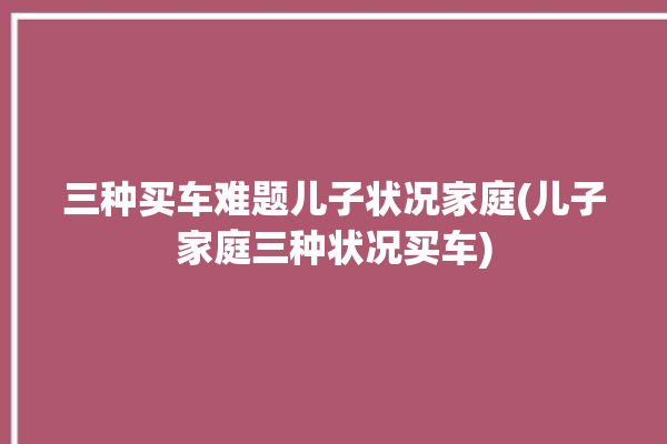 三种买车难题儿子状况家庭(儿子家庭三种状况买车)