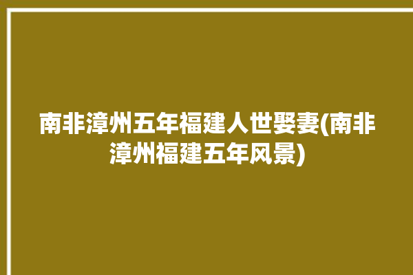 南非漳州五年福建人世娶妻(南非漳州福建五年风景)