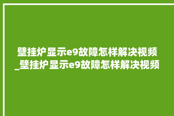 壁挂炉显示e9故障怎样解决视频_壁挂炉显示e9故障怎样解决视频教程。故障_壁挂炉