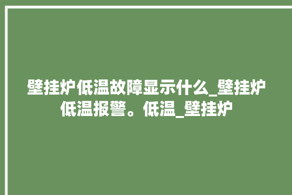 壁挂炉低温故障显示什么_壁挂炉低温报警。低温_壁挂炉