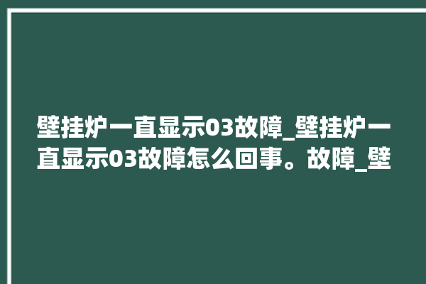 壁挂炉一直显示03故障_壁挂炉一直显示03故障怎么回事。故障_壁挂炉