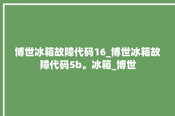 博世冰箱故障代码16_博世冰箱故障代码5b。冰箱_博世