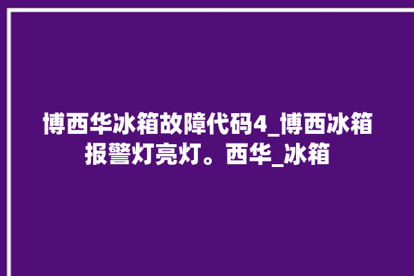 博西华冰箱故障代码4_博西冰箱报警灯亮灯。西华_冰箱