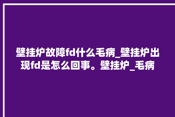 壁挂炉故障fd什么毛病_壁挂炉出现fd是怎么回事。壁挂炉_毛病