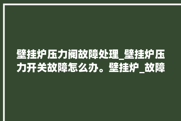 壁挂炉压力阀故障处理_壁挂炉压力开关故障怎么办。壁挂炉_故障