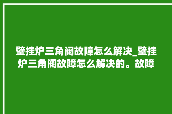 壁挂炉三角阀故障怎么解决_壁挂炉三角阀故障怎么解决的。故障_壁挂炉