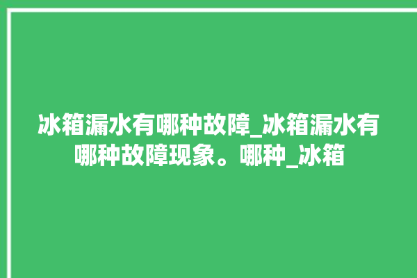 冰箱漏水有哪种故障_冰箱漏水有哪种故障现象。哪种_冰箱