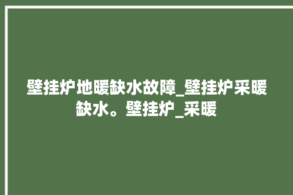 壁挂炉地暖缺水故障_壁挂炉采暖缺水。壁挂炉_采暖