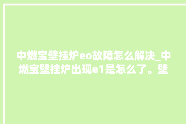 中燃宝壁挂炉eo故障怎么解决_中燃宝壁挂炉出现e1是怎么了。壁挂炉_故障