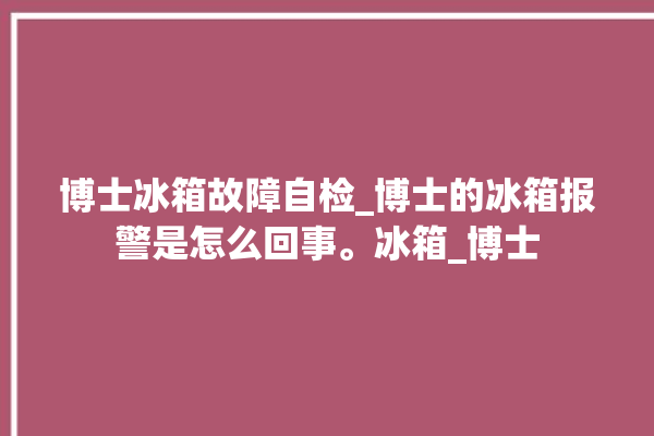 博士冰箱故障自检_博士的冰箱报警是怎么回事。冰箱_博士