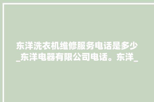 东洋洗衣机维修服务电话是多少_东洋电器有限公司电话。东洋_服务电话