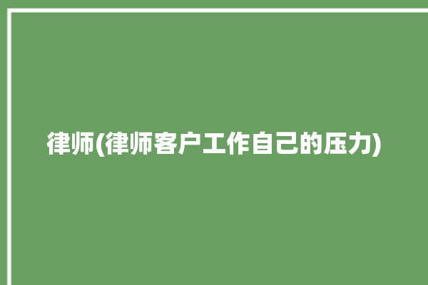 律师(律师客户工作自己的压力)