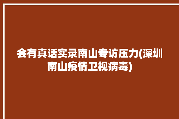 会有真话实录南山专访压力(深圳南山疫情卫视病毒)