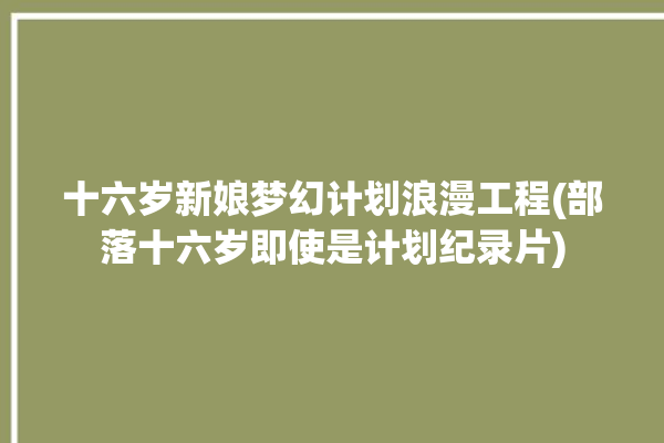 十六岁新娘梦幻计划浪漫工程(部落十六岁即使是计划纪录片)