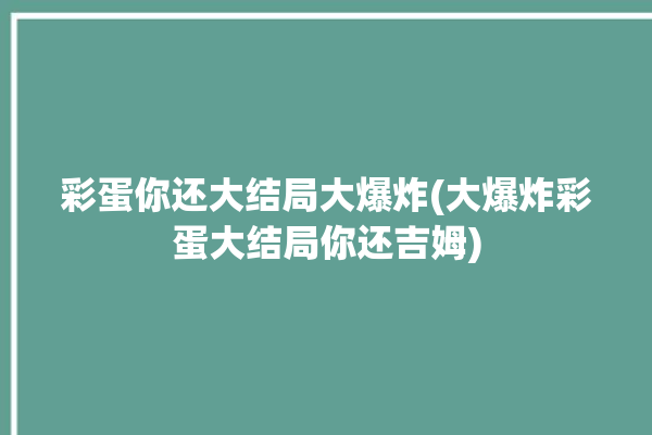 彩蛋你还大结局大爆炸(大爆炸彩蛋大结局你还吉姆)