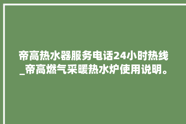 帝高热水器服务电话24小时热线_帝高燃气采暖热水炉使用说明。热水炉_采暖