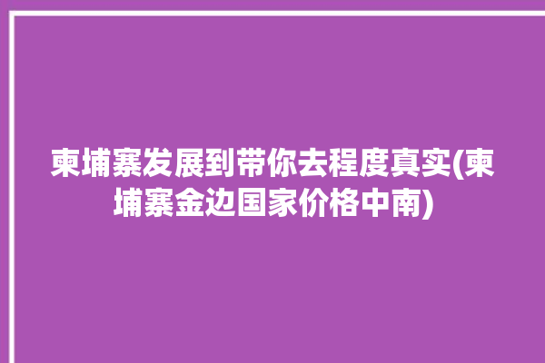 柬埔寨发展到带你去程度真实(柬埔寨金边国家价格中南)