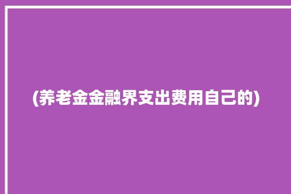 (养老金金融界支出费用自己的)