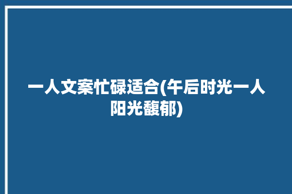 一人文案忙碌适合(午后时光一人阳光馥郁)