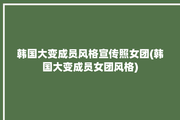 韩国大变成员风格宣传照女团(韩国大变成员女团风格)