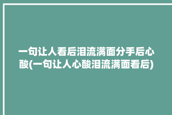 一句让人看后泪流满面分手后心酸(一句让人心酸泪流满面看后)