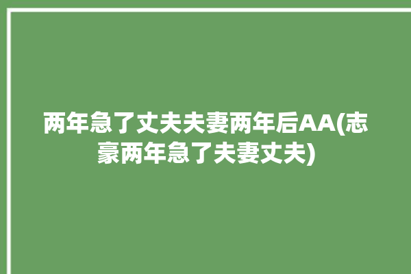 两年急了丈夫夫妻两年后AA(志豪两年急了夫妻丈夫)