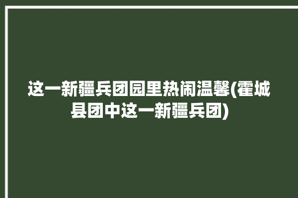 这一新疆兵团园里热闹温馨(霍城县团中这一新疆兵团)