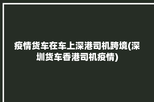 疫情货车在车上深港司机跨境(深圳货车香港司机疫情)