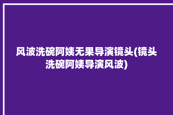 风波洗碗阿姨无果导演镜头(镜头洗碗阿姨导演风波)