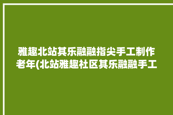 雅趣北站其乐融融指尖手工制作老年(北站雅趣社区其乐融融手工制作)