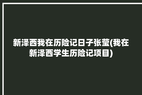 新泽西我在历险记日子张莹(我在新泽西学生历险记项目)