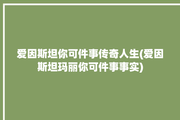 爱因斯坦你可件事传奇人生(爱因斯坦玛丽你可件事事实)