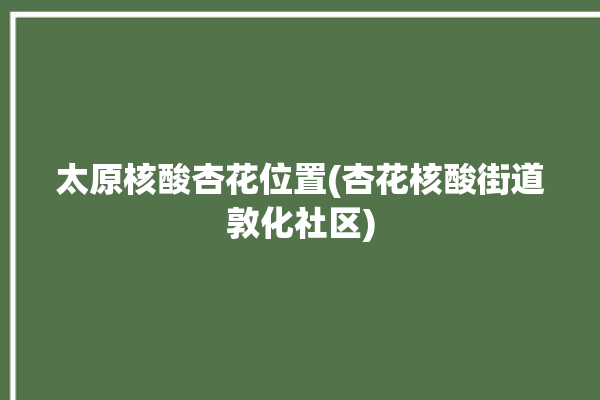 太原核酸杏花位置(杏花核酸街道敦化社区)