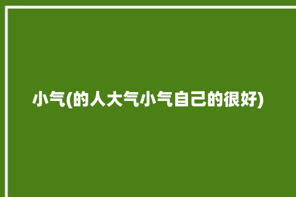 小气(的人大气小气自己的很好)