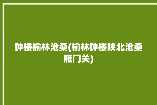 钟楼榆林沧桑(榆林钟楼陕北沧桑雁门关)