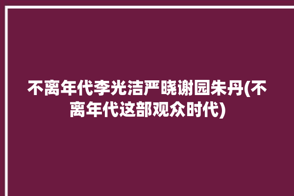 不离年代李光洁严晓谢园朱丹(不离年代这部观众时代)