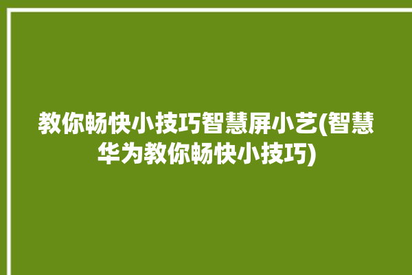 教你畅快小技巧智慧屏小艺(智慧华为教你畅快小技巧)