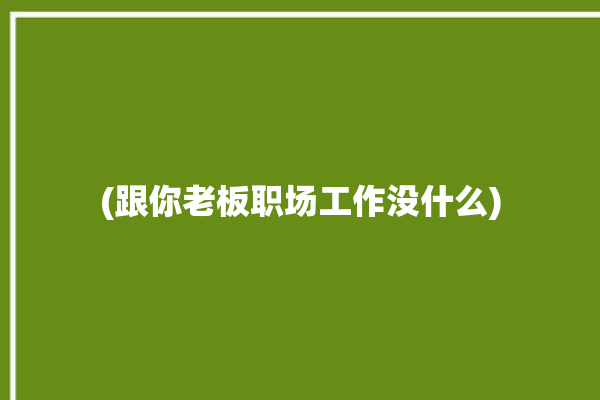 (跟你老板职场工作没什么)