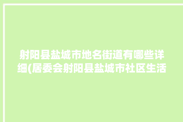 射阳县盐城市地名街道有哪些详细(居委会射阳县盐城市社区生活区)