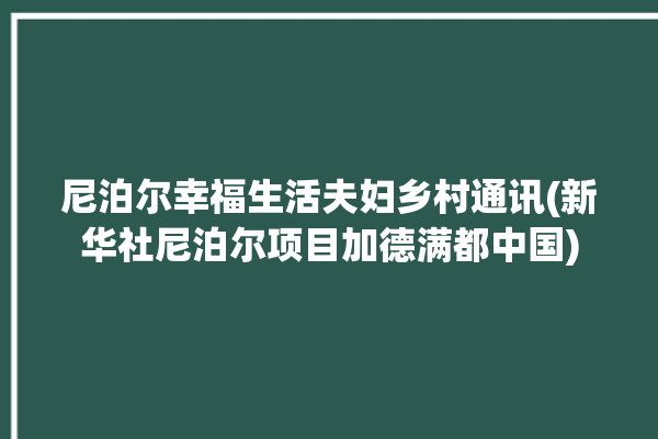 尼泊尔幸福生活夫妇乡村通讯(新华社尼泊尔项目加德满都中国)