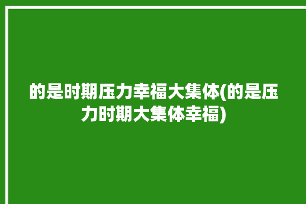 的是时期压力幸福大集体(的是压力时期大集体幸福)